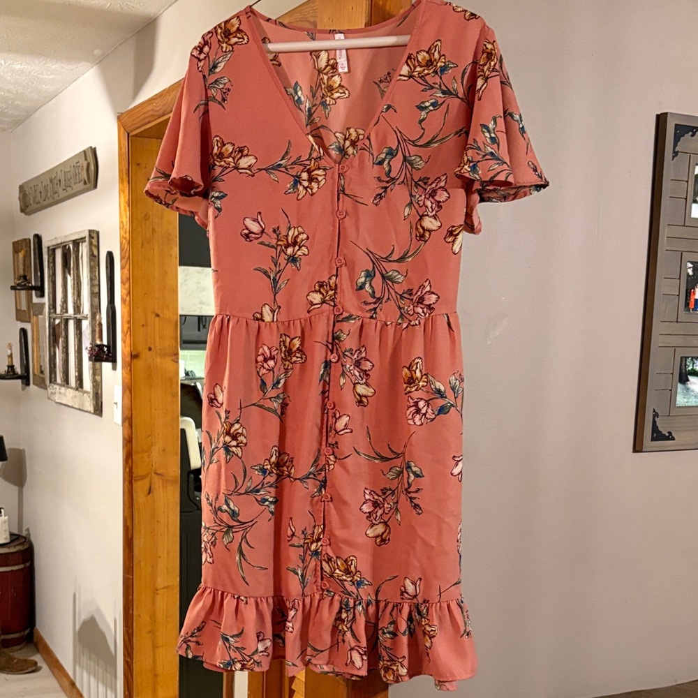 Xhilaration Pink Floral Midi Dress